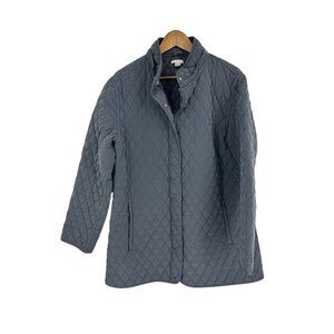 GARNET HILL Essential Quilted Long Sleeve Full Zip and Snap Coat Size 14